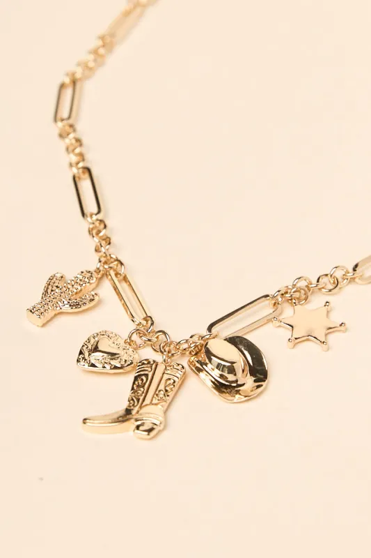 Nina Gold Western Charm Necklace SALE sold by Pink Lily