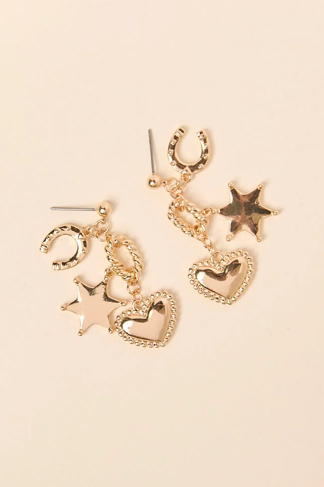 Destiny Gold Western Charm Earrings FINAL SALE sold by Pink Lily