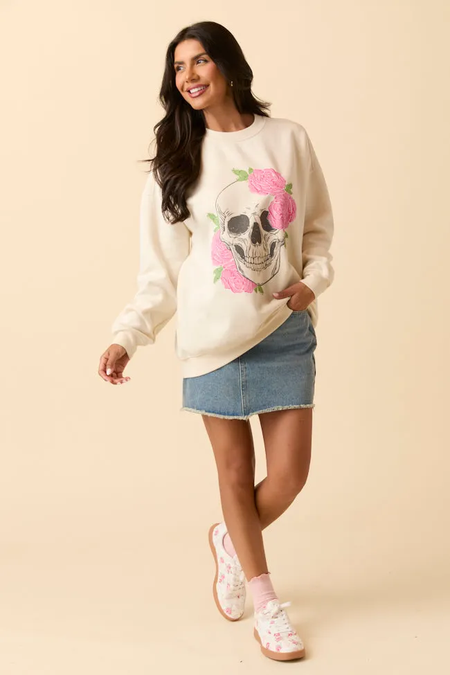 Skull and Roses Cream Graphic Sweatshirt sold by Pink Lily product image thumbnail 3