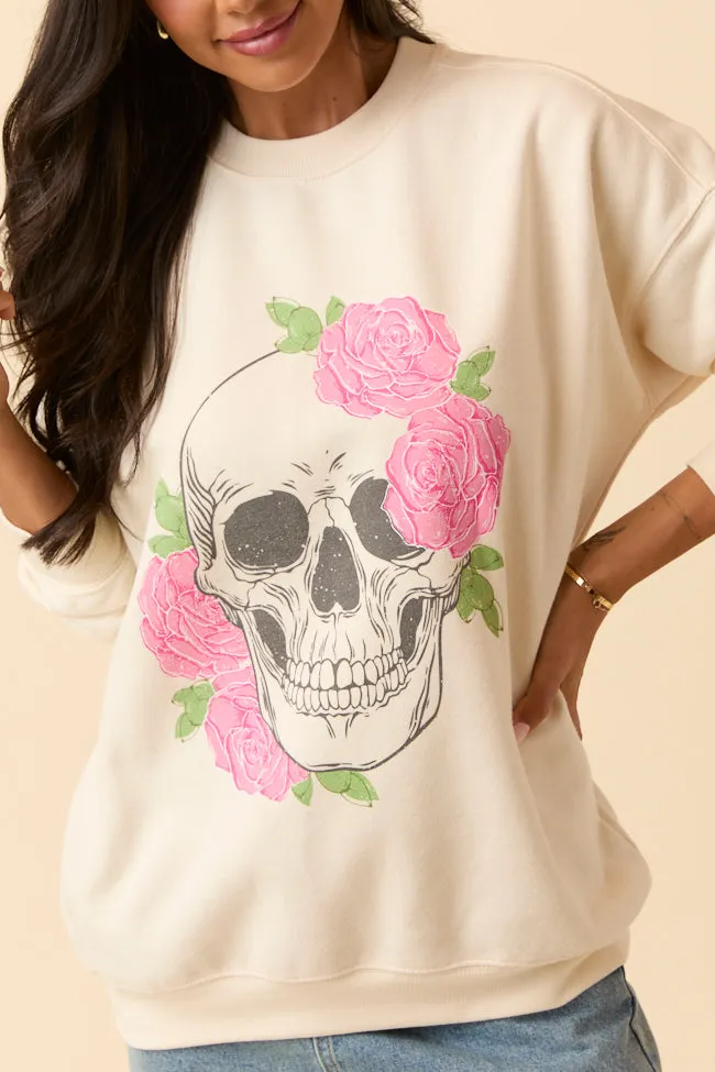 Skull and Roses Cream Graphic Sweatshirt sold by Pink Lily product image thumbnail 2