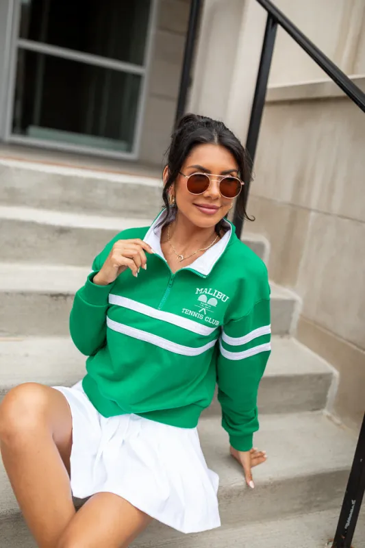 Annette Green Malibu Tennis Club Quarter Zip Pullover sold by Pink Lily