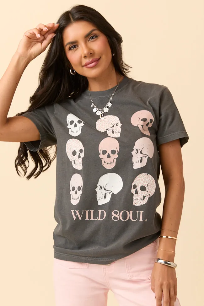 Wild Soul Skull Icons Dark Grey Graphic Tee SALE sold by Pink Lily product image thumbnail 3