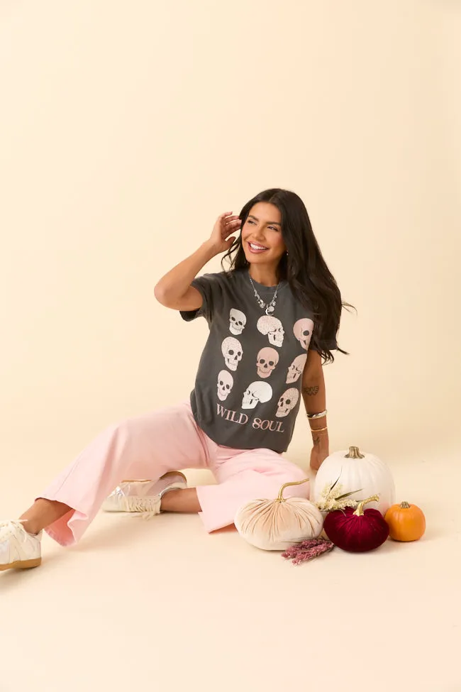 Wild Soul Skull Icons Dark Grey Graphic Tee SALE sold by Pink Lily product image thumbnail 4