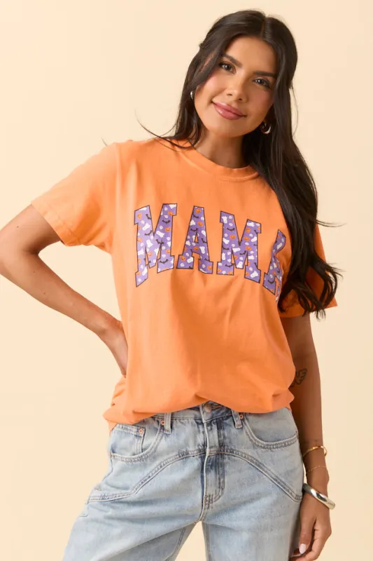 Mama Block Purple Halloween Print Burnt Orange Graphic Tee SALE sold by Pink Lily