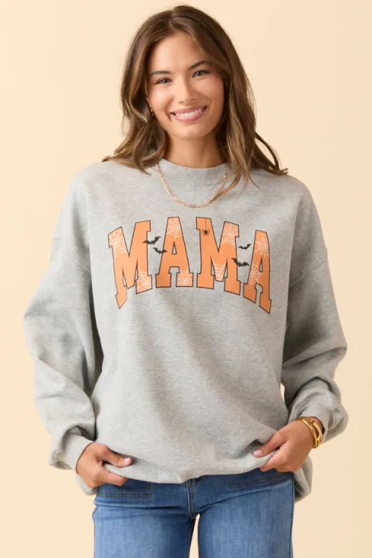 Mama Block Halloween Printed Light Grey Graphic Sweatshirt SALE sold by Pink Lily