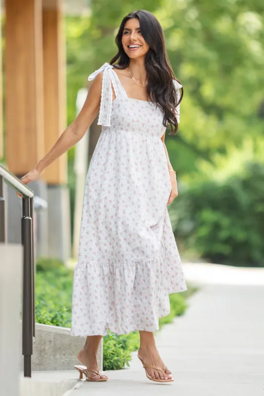 Joann Gingham Floral Maxi Dress sold by Pink Lily