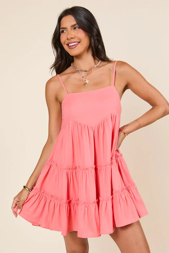 Change My Tune Coral Square Neck Solid Romper Dress SALE sold by Pink Lily product image thumbnail 3