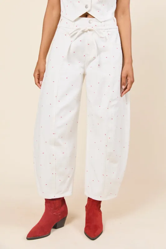 Eileen Bow Embroidered Barrel Jeans sold by Pink Lily