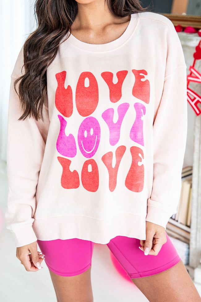 Love Love Love Pale Pink Graphic Sweatshirt sold by Pink Lily