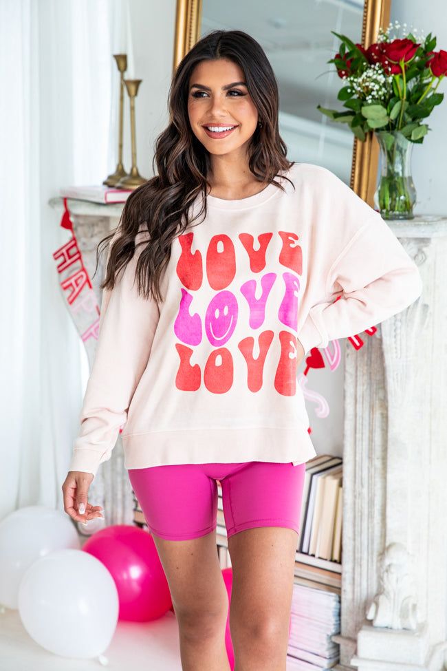 Love Love Love Pale Pink Graphic Sweatshirt sold by Pink Lily product image thumbnail 3