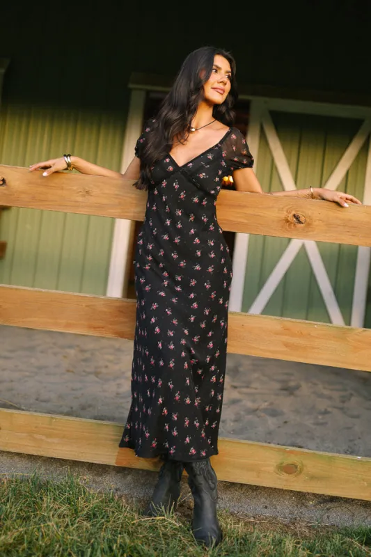 Adelyn Black Floral Maxi Dress Cece Barnes X Pink Lily sold by Pink Lily