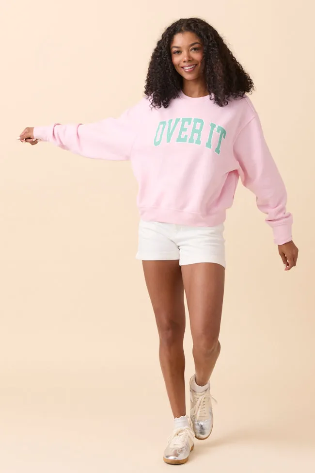 Over It Soft Pink Raw Hem Fleece Graphic Sweatshirt FINAL SALE sold by Pink Lily product image thumbnail 2