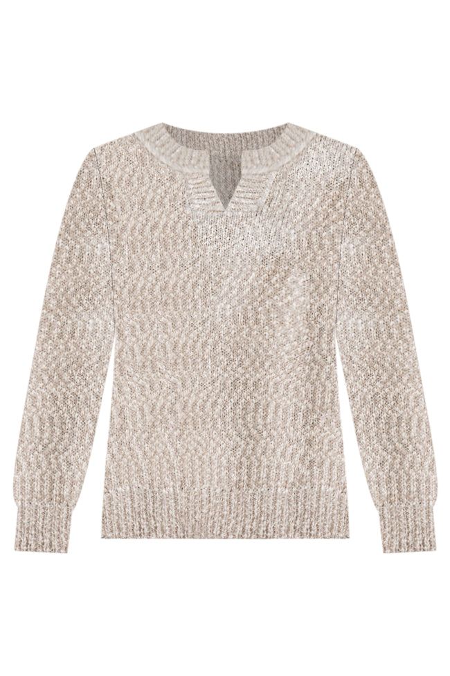 Worth It Tan Fuzzy Split Neck Sweater sold by Pink Lily product image thumbnail 10