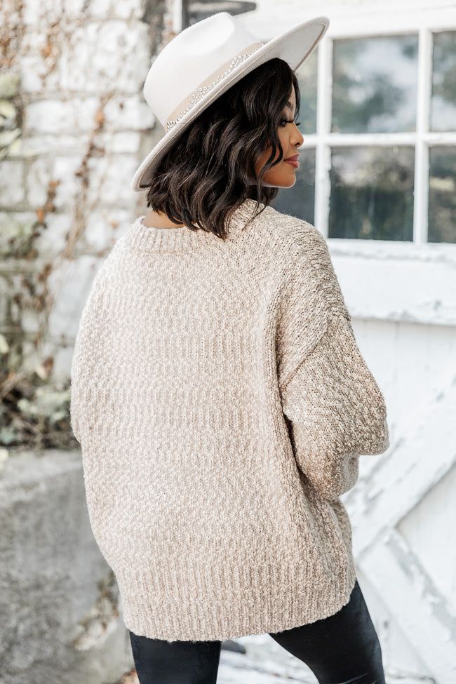 Worth It Tan Fuzzy Split Neck Sweater sold by Pink Lily product image thumbnail 5