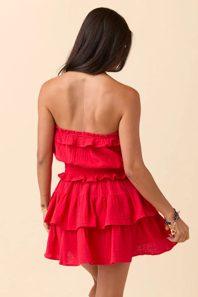 Jodie Red Strapless Mini Dress sold by Pink Lily product image thumbnail 4