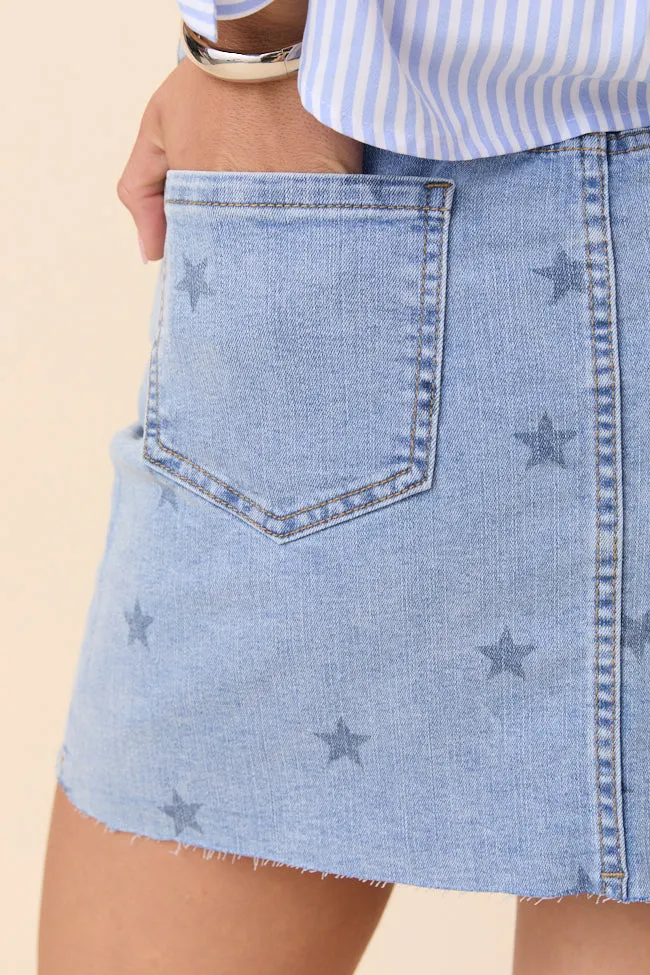 Katherine Star Print Denim Mini Skirt FINAL SALE sold by Pink Lily product image thumbnail 5