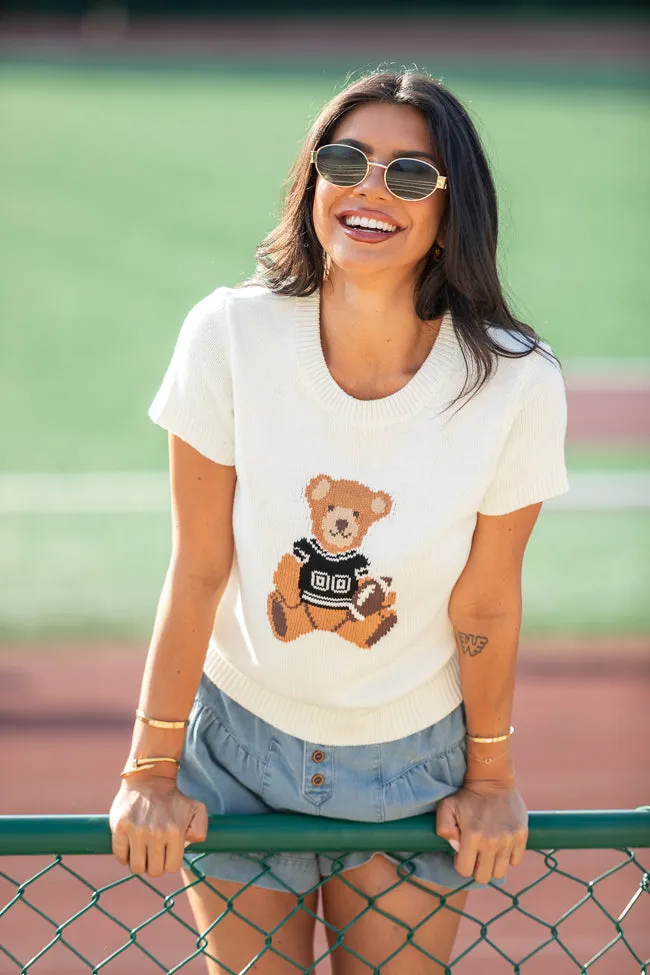 Made For Cheerin' Jersey Bear Short Sleeve Sweater FINAL SALE sold by Pink Lily