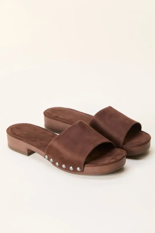 Xonia Brown Clogs sold by Pink Lily