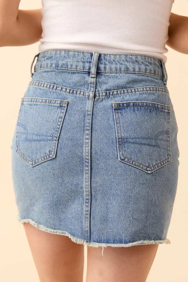 Sarah Frayed Hem Medium Wash Denim Mini Skirt sold by Pink Lily product image thumbnail 4