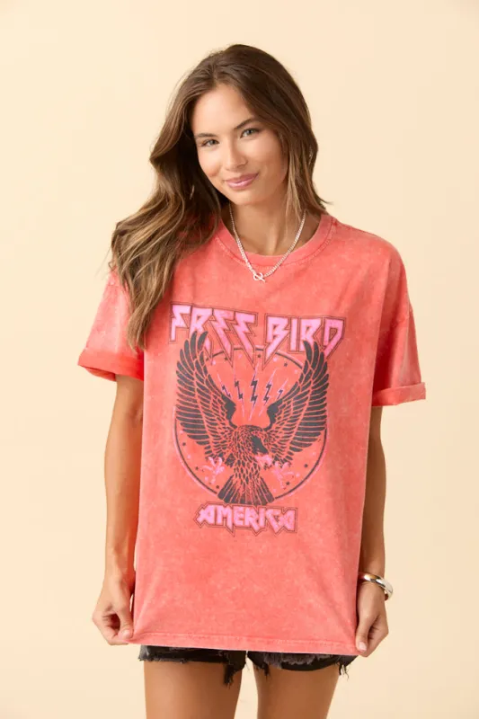 Zutter Free Bird Orange Graphic Tee sold by Pink Lily
