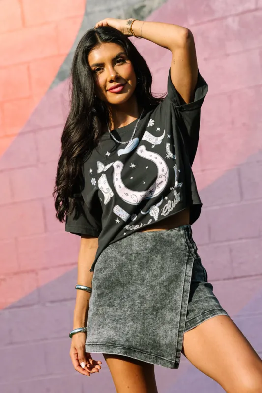 Zutter Cowgirl Club Black Graphic Tee SALE sold by Pink Lily