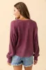 Abbie Long Sleeve Mineral Wash Dark Cherry Thermal Henley sold by Pink Lily