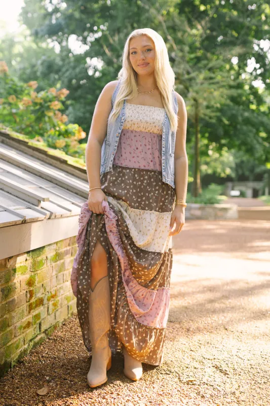 Essie Multi Tiered Floral Maxi Dress sold by Pink Lily