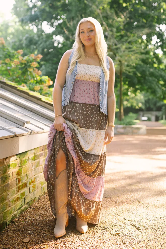 Essie Multi Tiered Floral Maxi Dress sold by Pink Lily