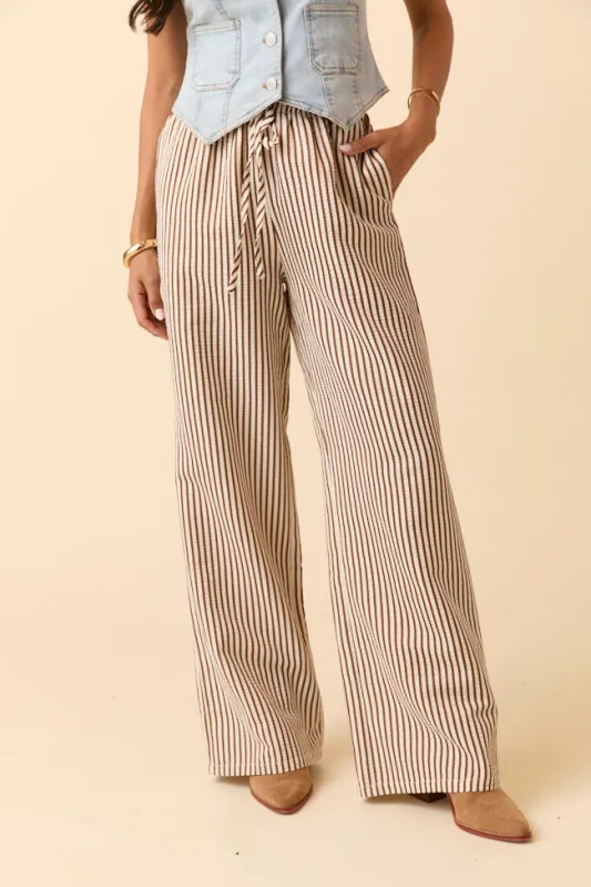 Amanda Brown Textured Striped Pants sold by Pink Lily