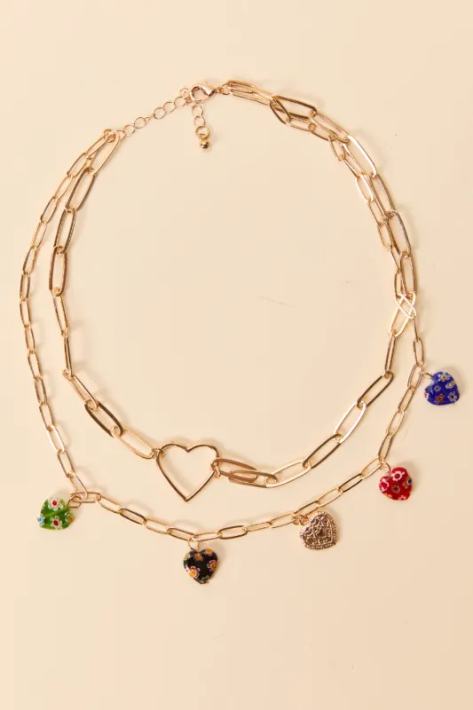 Brynlee Multi Heart Necklace sold by Pink Lily