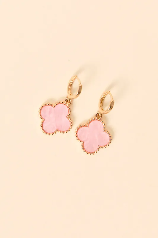 Tilly Clover Pink Huggie Earrings sold by Pink Lily