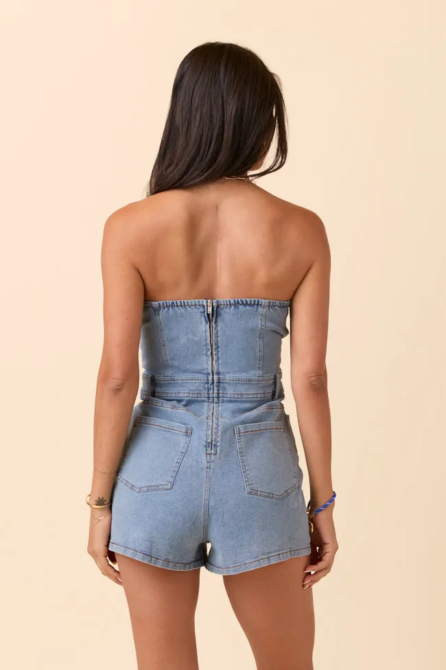 Jayla Strapless Denim Romper SALE sold by Pink Lily product image thumbnail 4