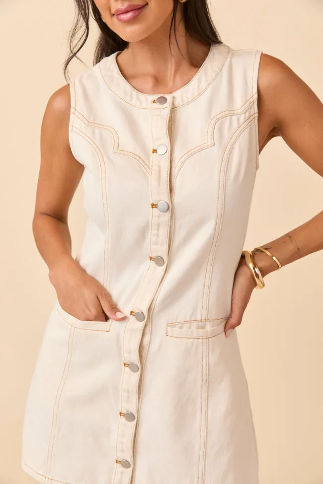 Breanna Ecru Western Denim Mini Dress sold by Pink Lily product image thumbnail 5