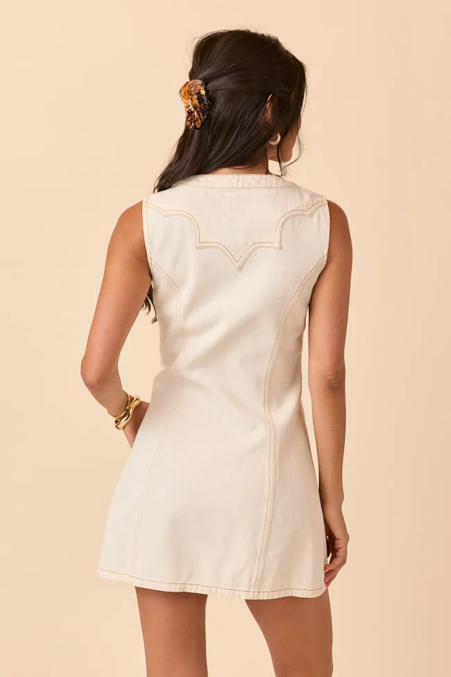 Breanna Ecru Western Denim Mini Dress sold by Pink Lily product image thumbnail 4