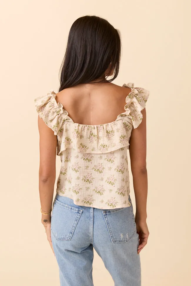 Mary Pink And Green Floral Printed Gauze Woven Shell sold by Pink Lily product image thumbnail 5