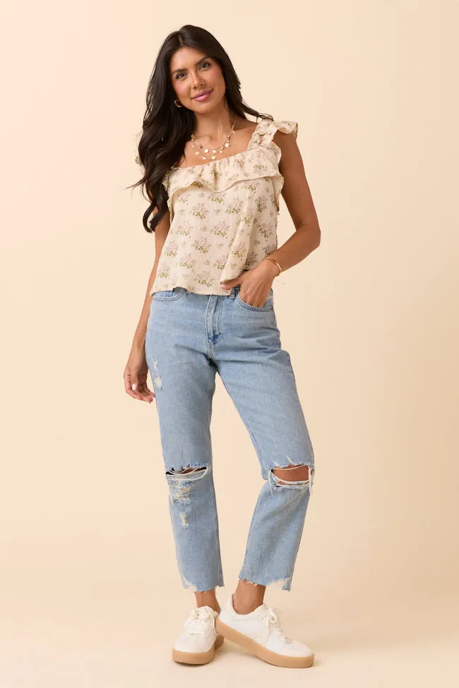 Mary Pink And Green Floral Printed Gauze Woven Shell sold by Pink Lily product image thumbnail 3