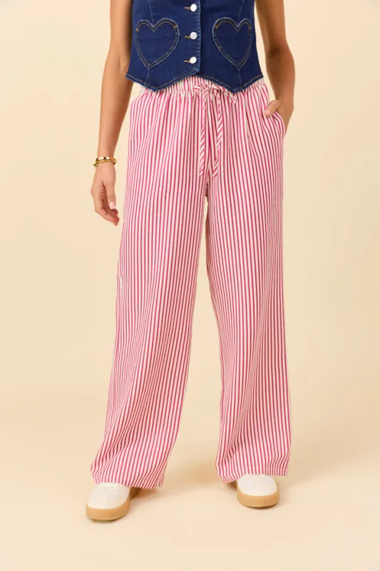 Amanda Pink Textured Striped Pants sold by Pink Lily