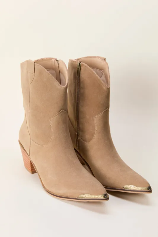 Teresea Taupe Cowboy Boots sold by Pink Lily