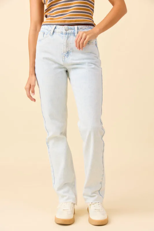 Elizabeth Light Wash Straight Leg Jeans sold by Pink Lily