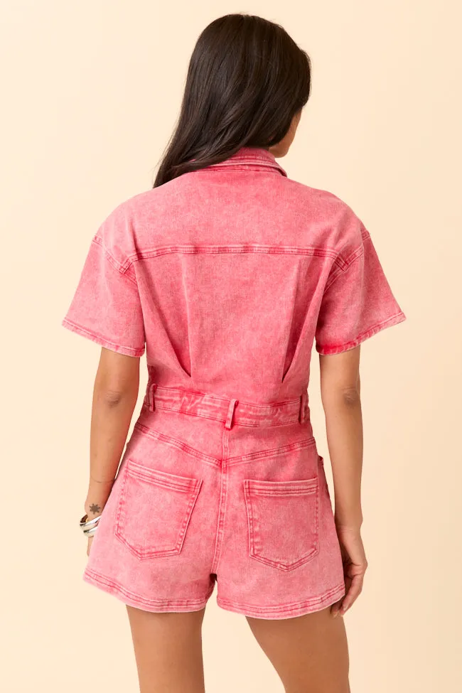 Savannah Leigh Red Button Up Denim Romper sold by Pink Lily product image thumbnail 4