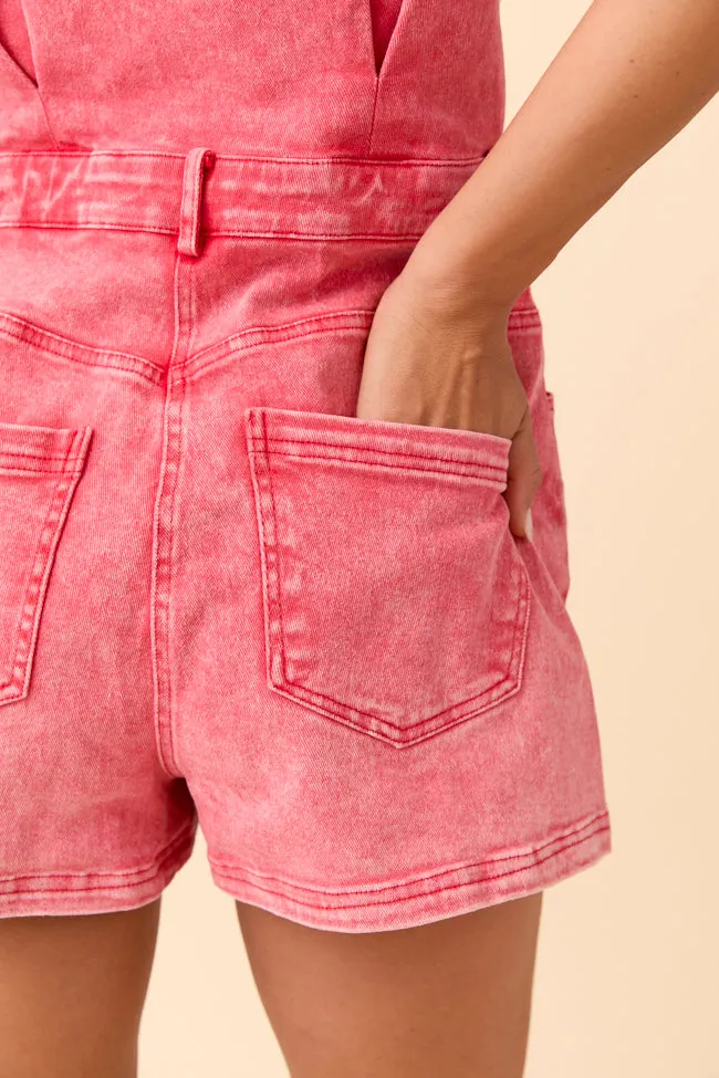 Savannah Leigh Red Button Up Denim Romper sold by Pink Lily product image thumbnail 5
