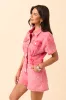 Savannah Leigh Red Button Up Denim Romper sold by Pink Lily