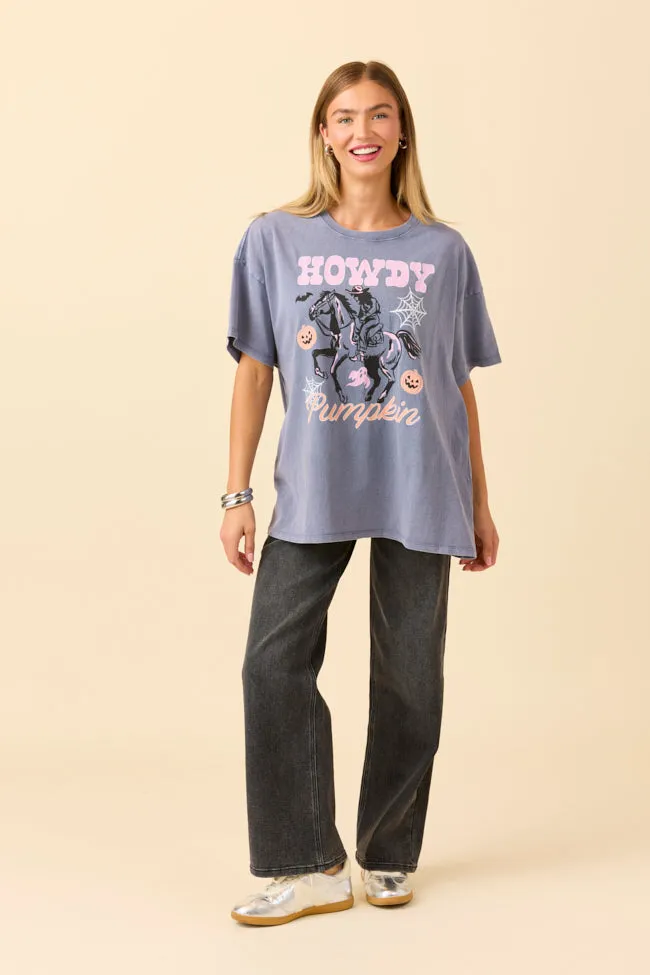 Howdy Pumpkin Dusty Navy Oversized Graphic Tee SALE sold by Pink Lily product image thumbnail 3