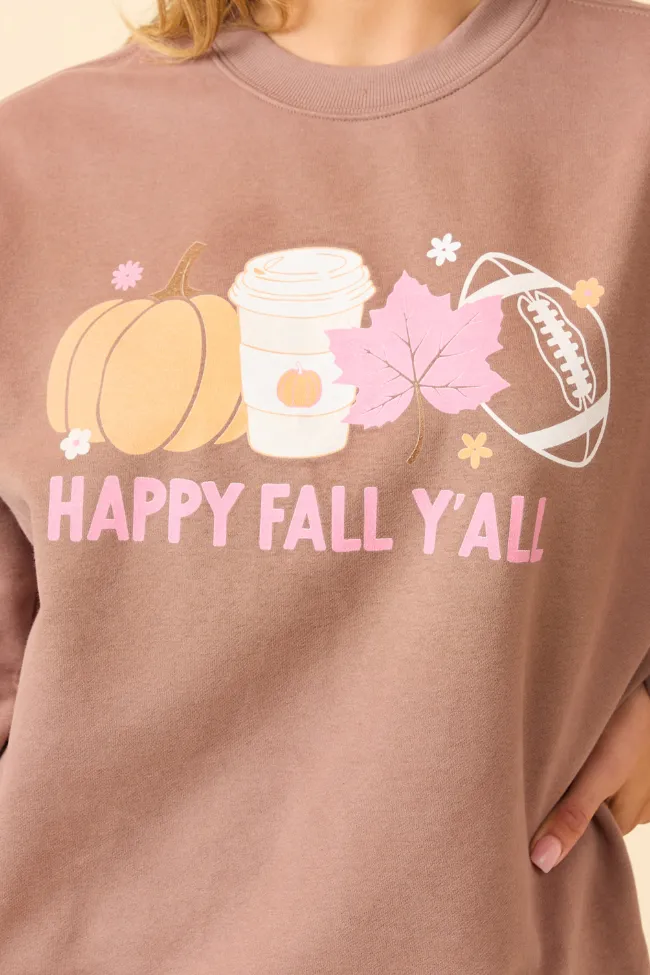 Happy Fall Y'all Mocha Graphic Sweatshirt sold by Pink Lily product image thumbnail 2