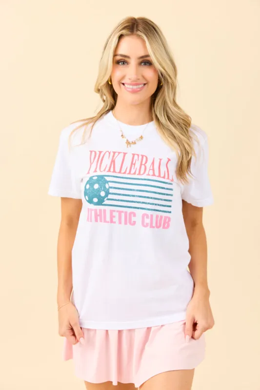 Pickleball Athletic Club White Graphic Tee SALE sold by Pink Lily