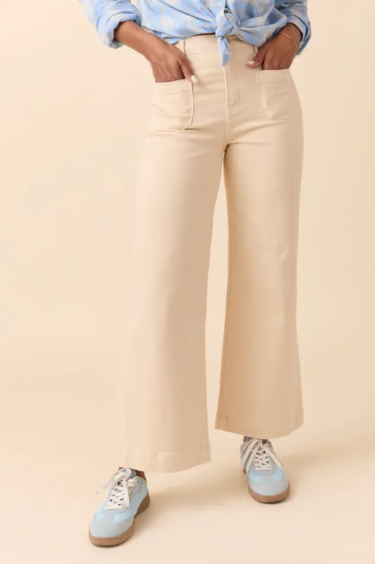 Judith Vanilla Cream High Rise Wide Leg Jeans sold by Pink Lily