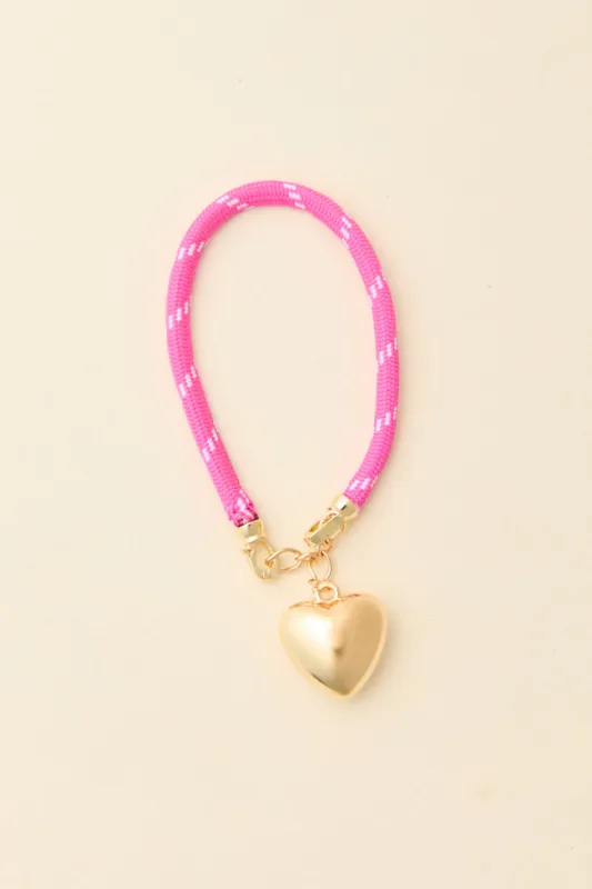 Lea Pink Puff Heart Bracelet sold by Pink Lily
