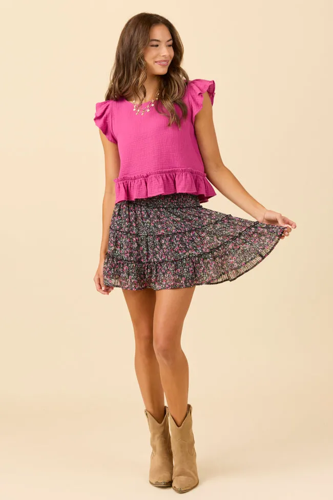 Ruby Pink Gauze Flutter Button Back Woven Blouse sold by Pink Lily product image thumbnail 2