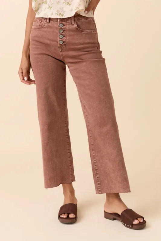 Malia Cappuccino High Rise Wide Leg Jeans sold by Pink Lily