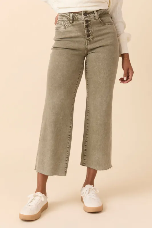 Malia Martini Green High Rise Wide Leg Jeans SALE sold by Pink Lily